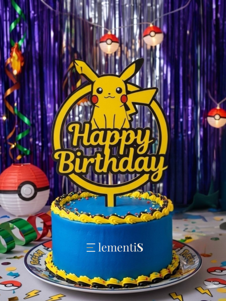 Topo de Bolo Pikachu · Happy Birthday